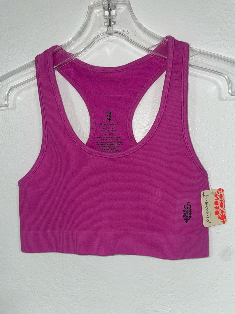 Free People Magenta Ribbed Racerback Sports Bra